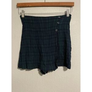 Vintage City Triangles Womens Skort Size 9/10 Green Plaid Academia Grunge 90s